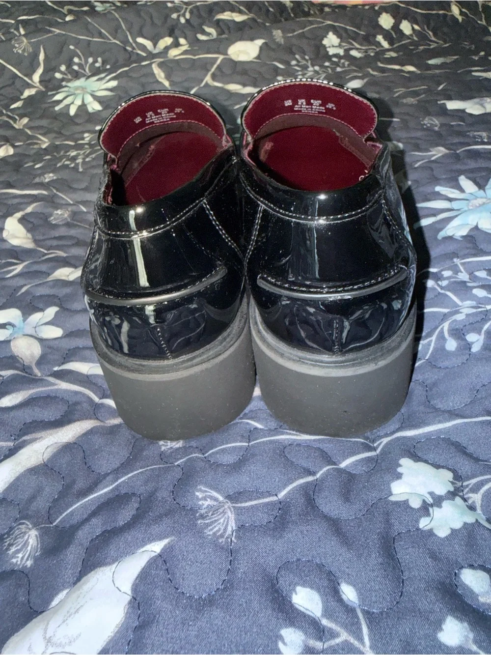Franco Sarto Black Patent Fringe Tassel Loafers